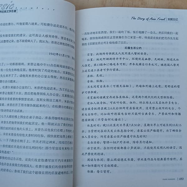 El Diario de Ana Frank, libro en chino mandarín